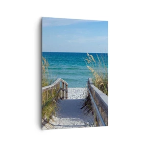 Cuadro sobre lienzo - Impresión de Imagen - Camino a la playa con vistas al mar - 80x120cm - En el sol, en el viento - Decoración de pared moderna para salón y dormitorio ARTTOR