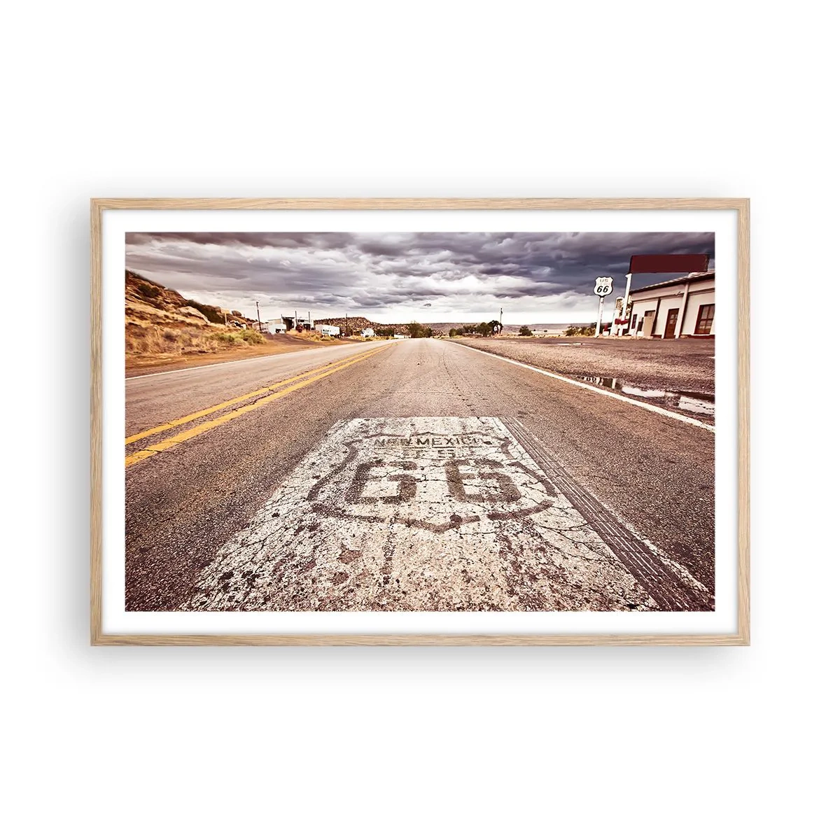 Póster en marco roble claro - Mother Road: una leyenda americana - 91x61 cm