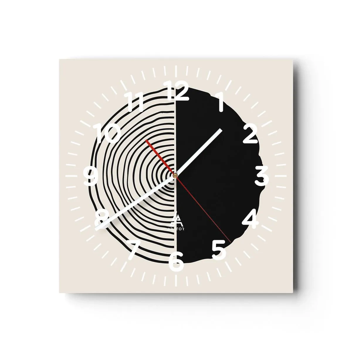 Reloj de pared - Reloj de vidrio - Mitad y mitad - 40x40 cm