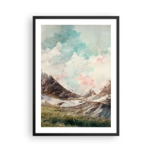 Póster en marco negro - Un pintoresco paisaje de montaña con un cielo pastel. - 50x70cm - Filos rocosos - Decoración de pared moderna para salón y dormitorio ARTTOR