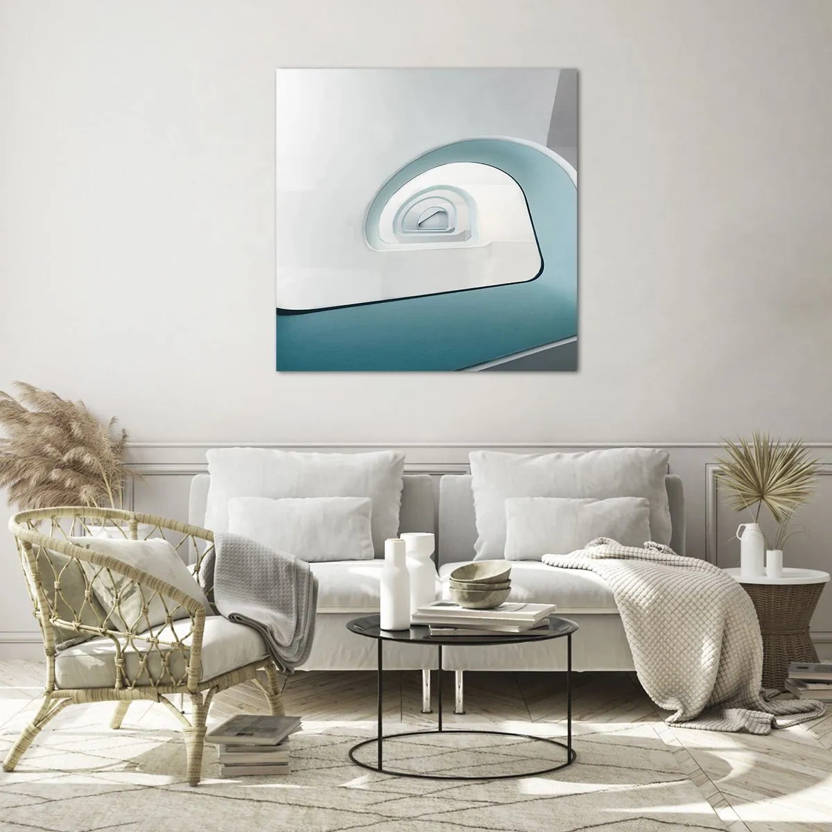 Cuadro sobre vidrio - Impresiones sobre Vidrio - Espiral del río azul - 50x50 cm