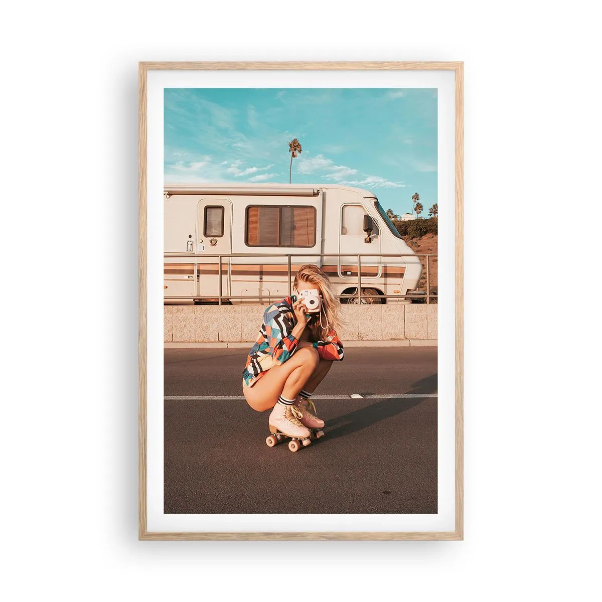 Póster en marco roble claro - ¡Sonrían, por favor! - 61x91 cm