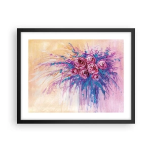 Póster en marco negro - Fuente de rosas - 50x40 cm