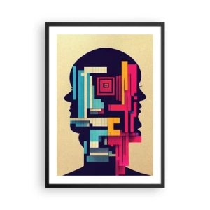 Póster en marco negro - Silueta abstracta con formas geométricas - 50x70cm - Nuevos conocimientos - Decoración de pared moderna para salón y dormitorio ARTTOR