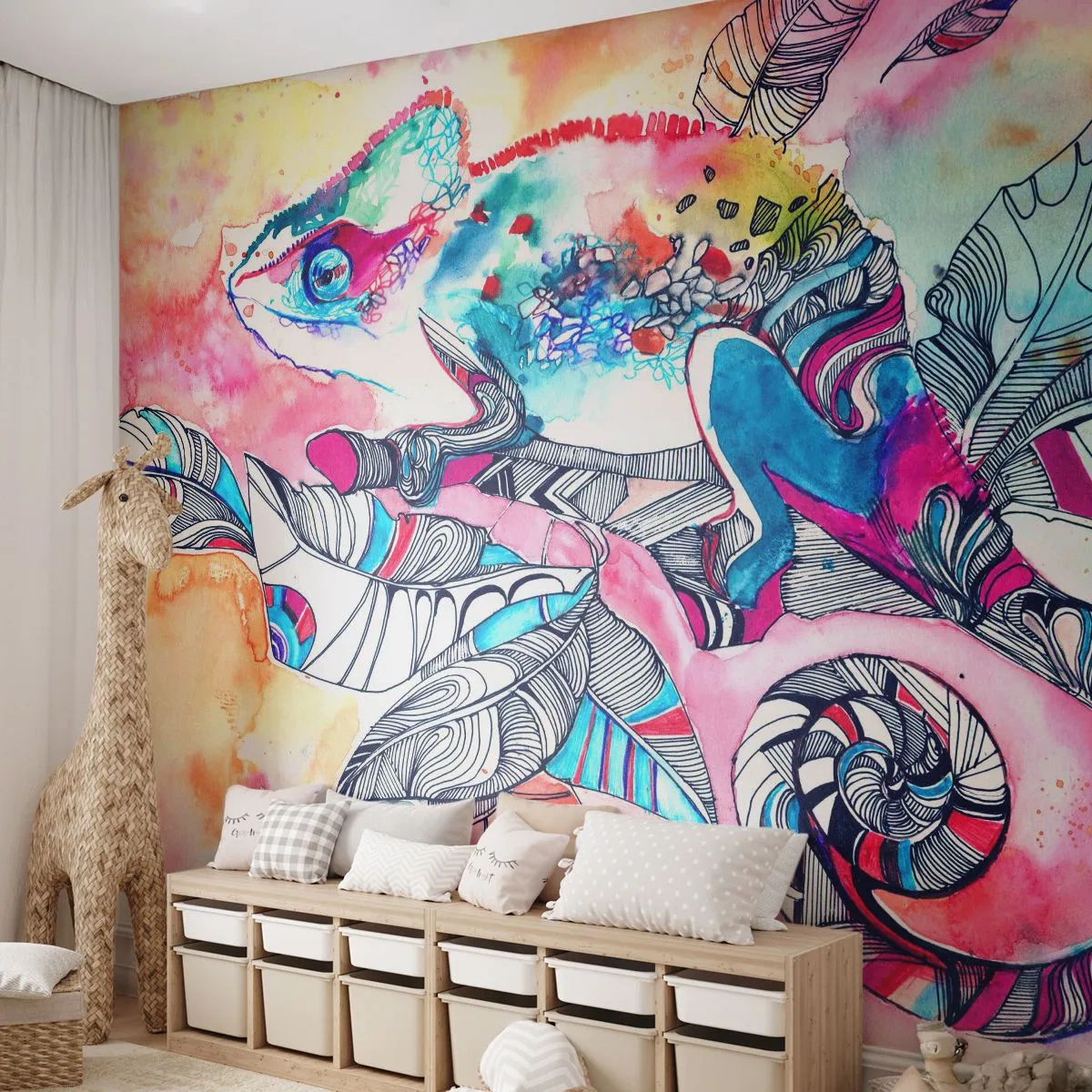 Fotomural Autadhesivo Deluxe Sticker - Colorido como nuestro mundo - Camaleón, Abstracción, Naturaleza - 500x350 cm