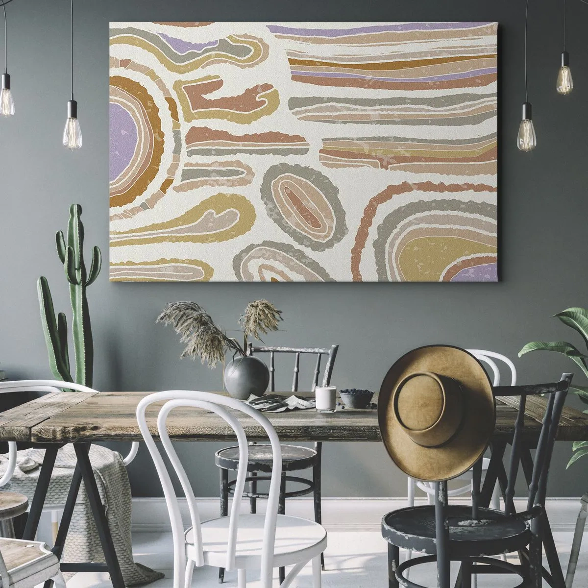 Cuadro sobre lienzo - Impresión de Imagen - Secciones transversales coloridas de formas abstractas - 70x50cm - Cortes transversales llenos de color - Decoración de pared moderna para salón y dormitorio ARTTOR