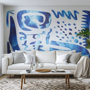 Fotomural Premium Canvas - Patrón abstracto en tonos azules - 100x70cm - Vuelta a las raíces - Decoración de pared moderna para salón y dormitorio ARTTOR