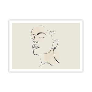 Póster - Boceto minimalista del rostro de una mujer. - 100x70cm - Una mirada orgullosa - Decoración de pared moderna para salón y dormitorio ARTTOR