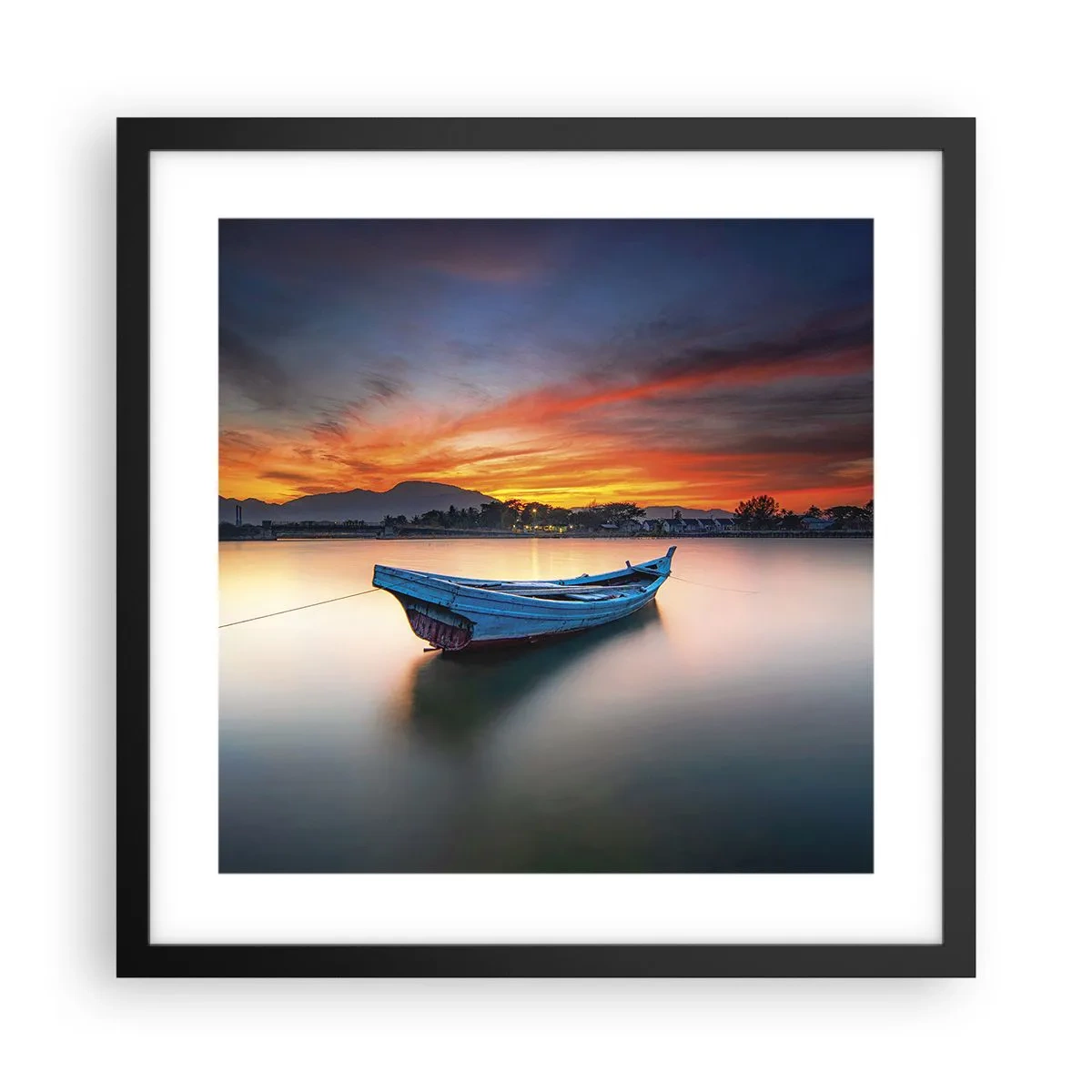 Póster en marco negro - Se avecina una buena noche - 40x40 cm