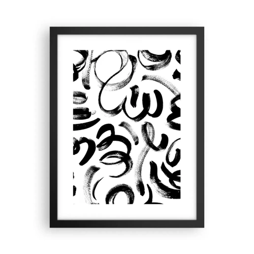 Póster en marco negro - Negro sobre blanco - 30x40 cm