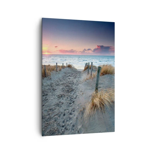 Cuadro sobre lienzo - Impresión de Imagen - Camino que conduce a la playa al atardecer - 70x100cm - Se derramó un arco iris de luminosidad.... - Decoración de pared moderna para salón y dormitorio ARTTOR