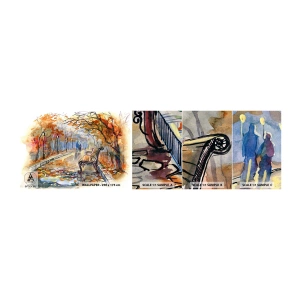 Muestra de fotomural autoadhesivo Deluxe Sticker - Caminemos juntos hacia el otoño - Paisaje, Parque, Otoño - 100x30 cm