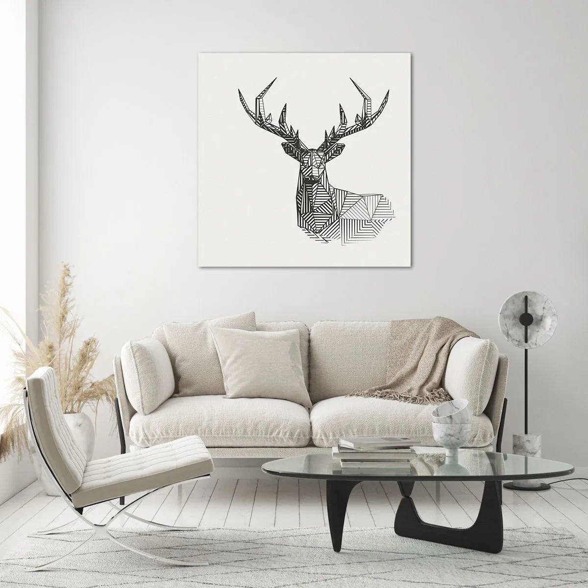 Cuadro sobre vidrio - Impresiones sobre Vidrio - Ciervo en estilo cubista - 70x70 cm