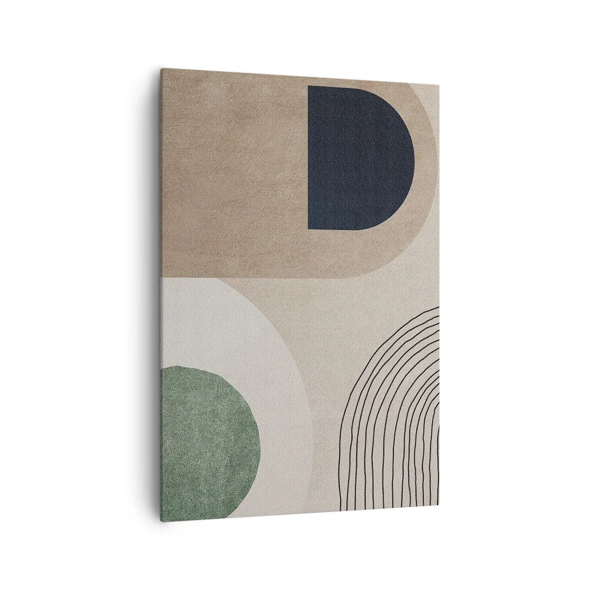 Cuadro sobre lienzo - Impresión de Imagen - Formas geométricas en tonos beige y verde. - 70x100cm - La delicadeza de un óvalo - Decoración de pared moderna para salón y dormitorio ARTTOR