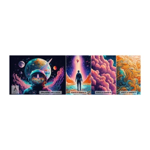 Muestra de fotomural autoadhesivo Deluxe Sticker - Sueños de niño - Astronauta, Futurista, Cosmos - 100x30 cm