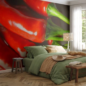 Fotomural Premium Sand - Jugoso, brillante, suave - Gastronomía, Pimienta, Verduras - 150x105 cm