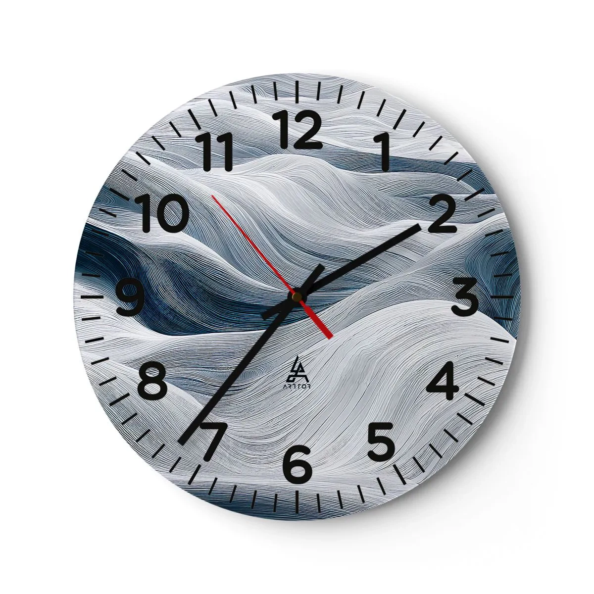 Reloj de pared - Reloj de vidrio - Olas blancas y azules - 30x30 cm