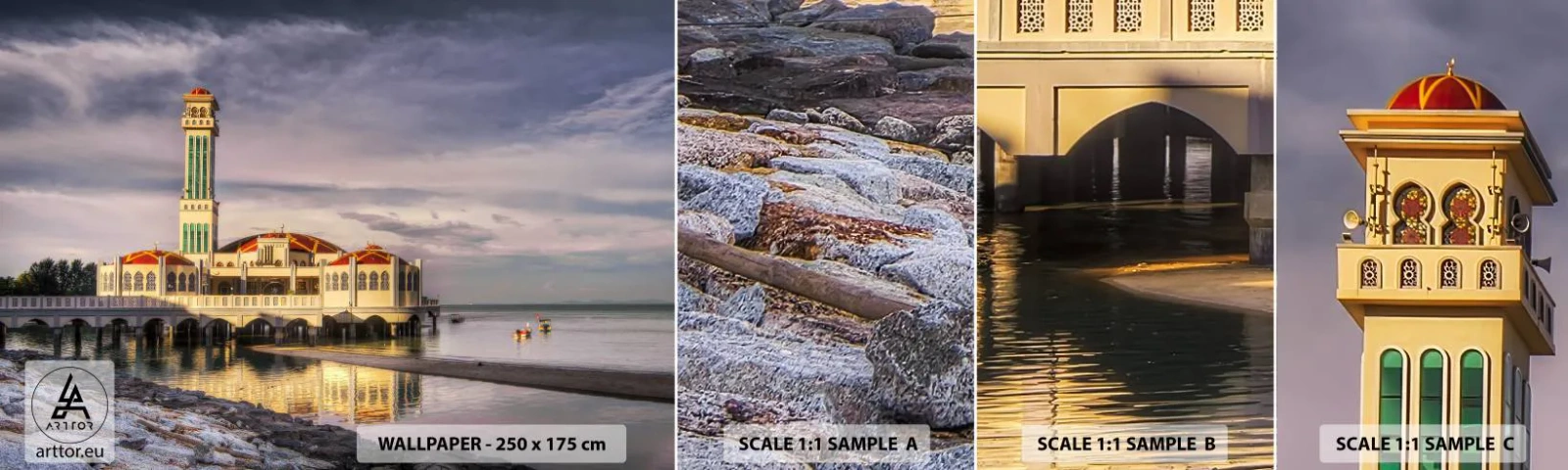 Muestra De Fotomural Standard Eco - Templo de la naturaleza - Arquitectura, Malasia, Paisaje - 100x30 cm