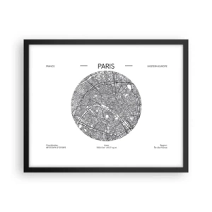 Póster en marco negro - Anatomía de París - 50x40 cm