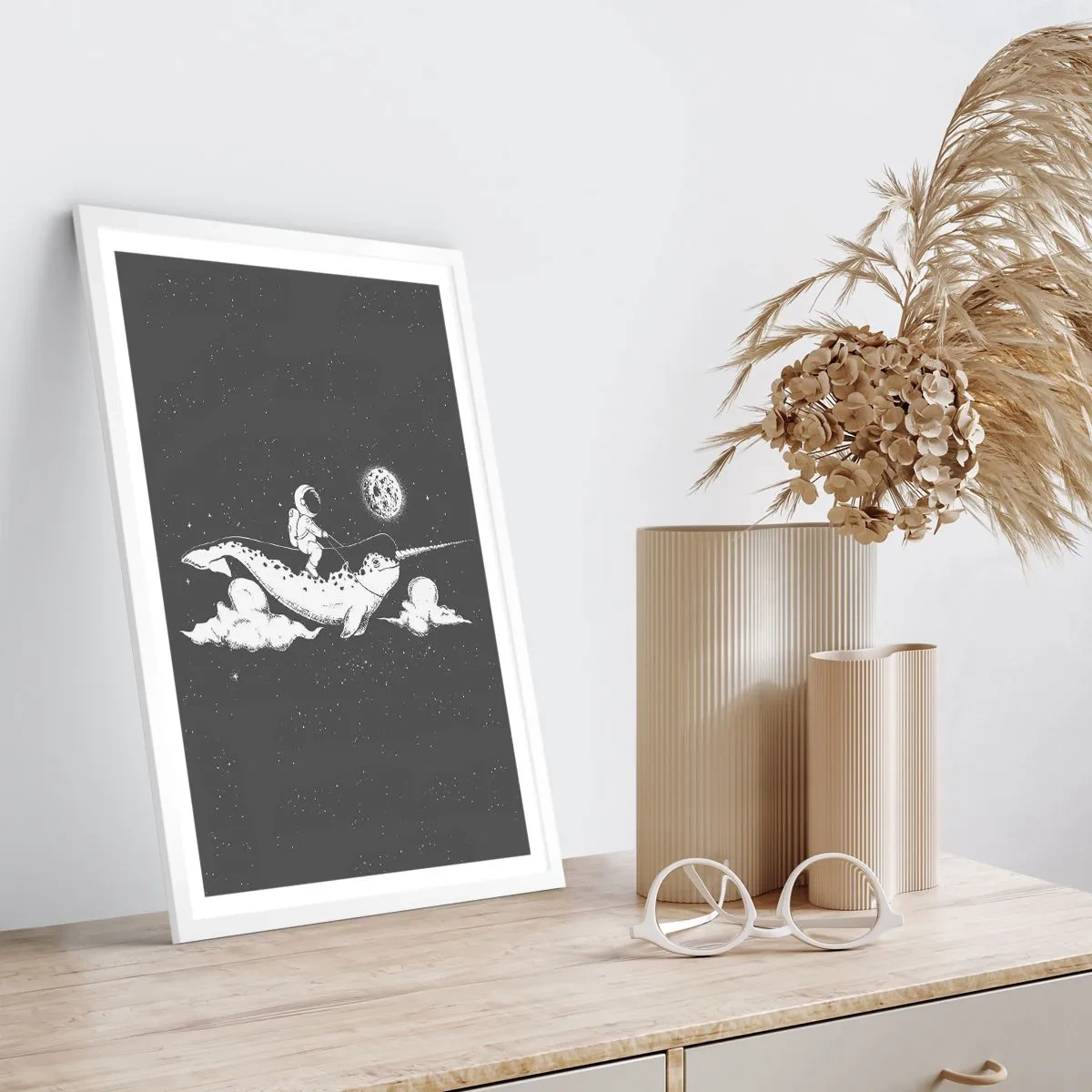 Póster en marco blanco - Jinete espacial - 61x91 cm