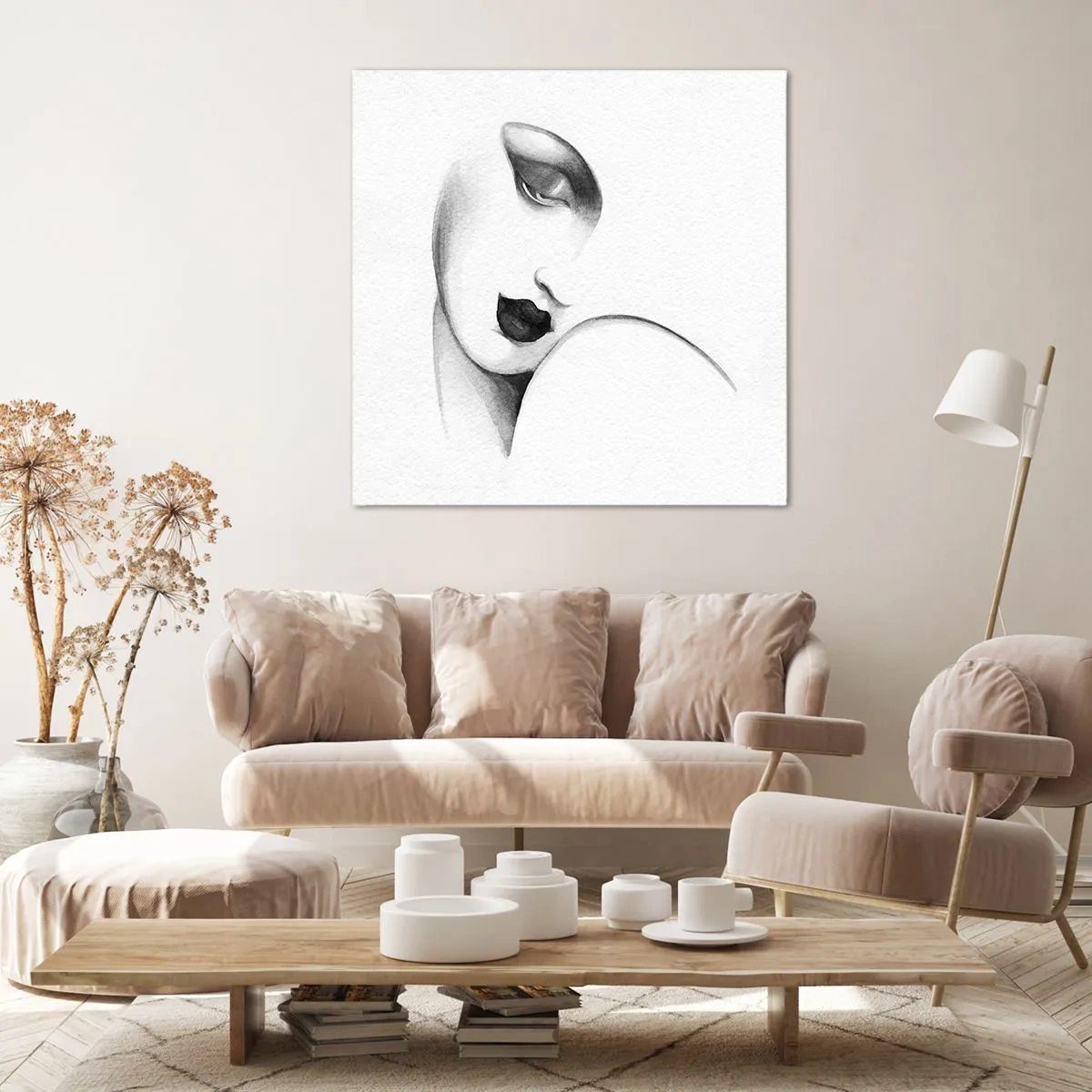 Cuadro sobre lienzo - Impresión de Imagen - Pensativa - 70x70 cm