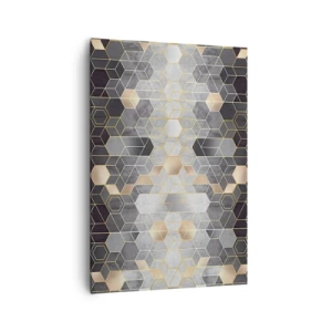 Cuadro sobre lienzo - Impresión de Imagen - Patrón geométrico en tonos dorados - 70x100cm - Composición de diamantes - Decoración de pared moderna para salón y dormitorio ARTTOR