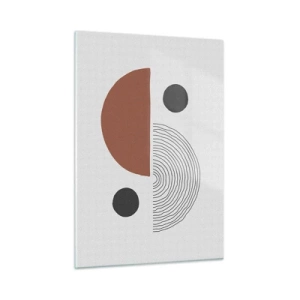 Cuadro sobre vidrio - Impresiones sobre Vidrio - Figuras geométricas sobre un fondo claro en estilo abstracto. - 50x70cm - La perfección del círculo - Decoración de pared moderna para salón y dormitorio ARTTOR
