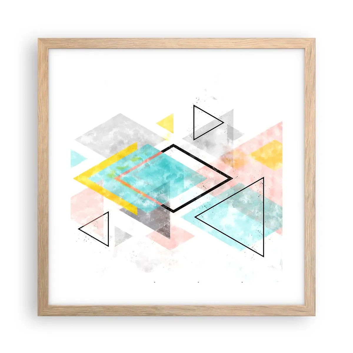 Póster en marco roble claro - Un juego geométrico - 40x40 cm