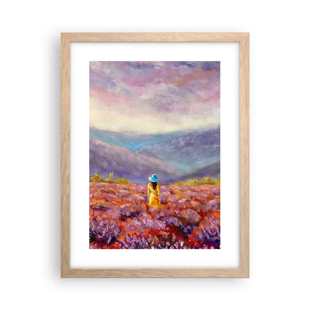Póster en marco roble claro - En un mundo de lavanda - 30x40 cm