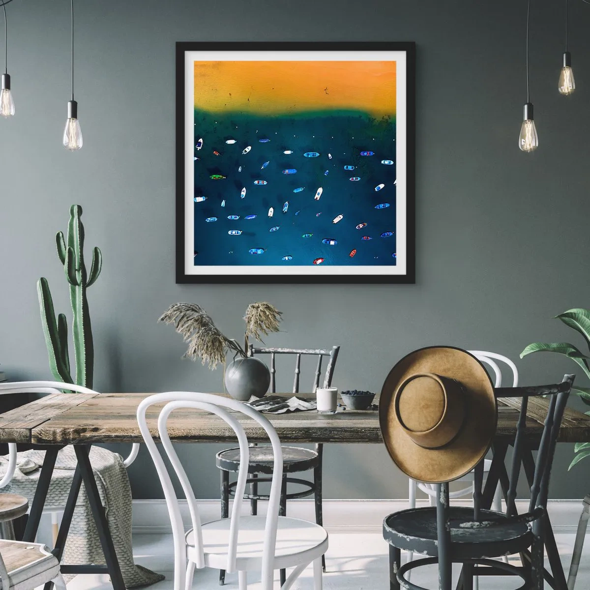 Póster en marco negro - Un juego de vacaciones - 30x30 cm