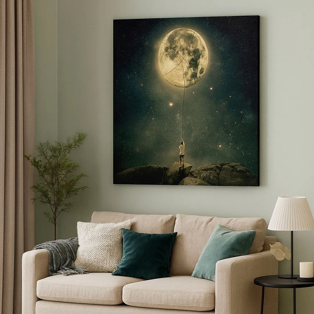 Cuadro sobre lienzo - Impresión de Imagen - El que robó la luna - 30x30 cm
