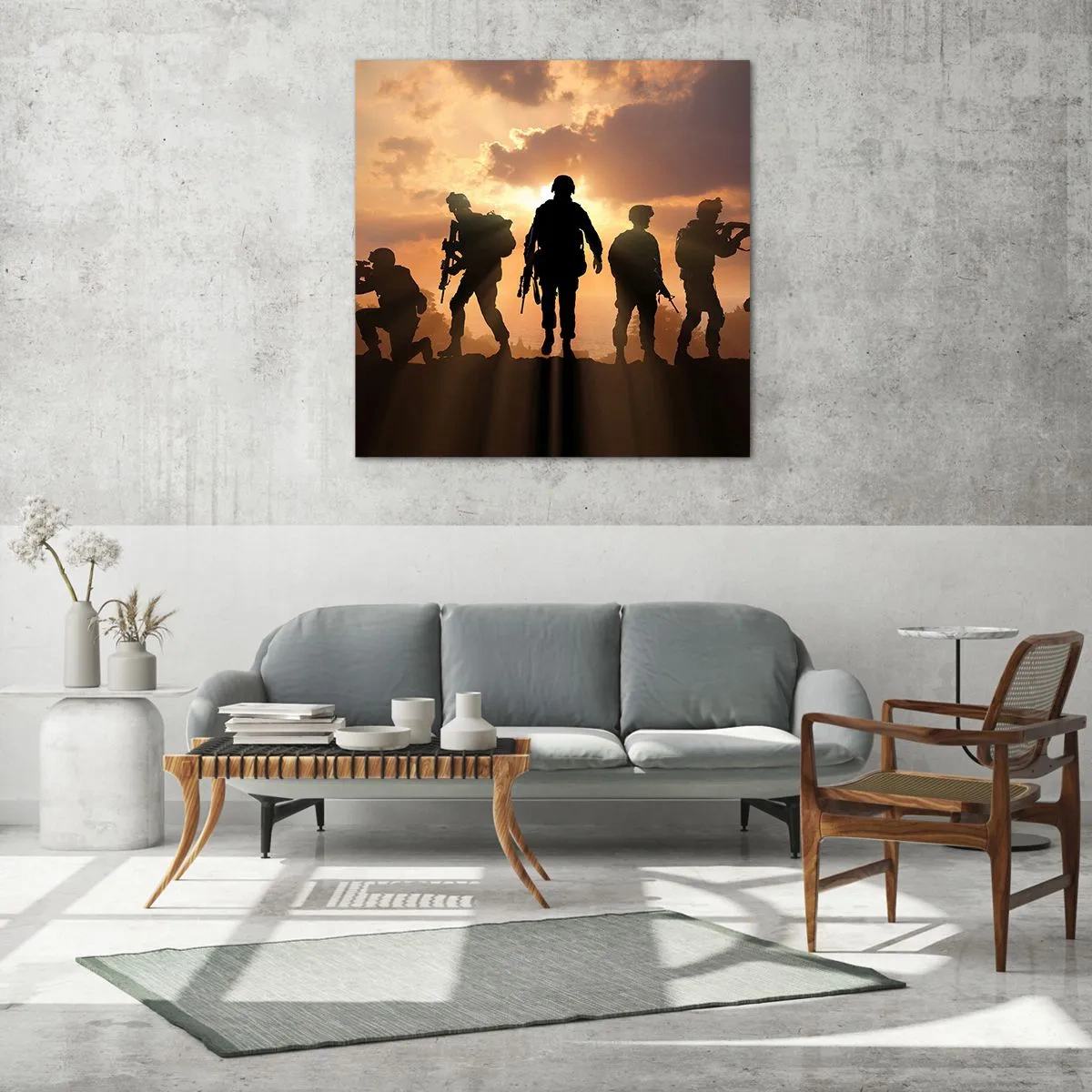 Cuadro sobre vidrio - Impresiones sobre Vidrio - Hermanos de armas - 50x50 cm