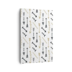 Cuadro sobre lienzo - Impresión de Imagen - Un patrón minimalista con flechas en colores beige y gris. - 80x120cm - El sueño de un arquero - Decoración de pared moderna para salón y dormitorio ARTTOR