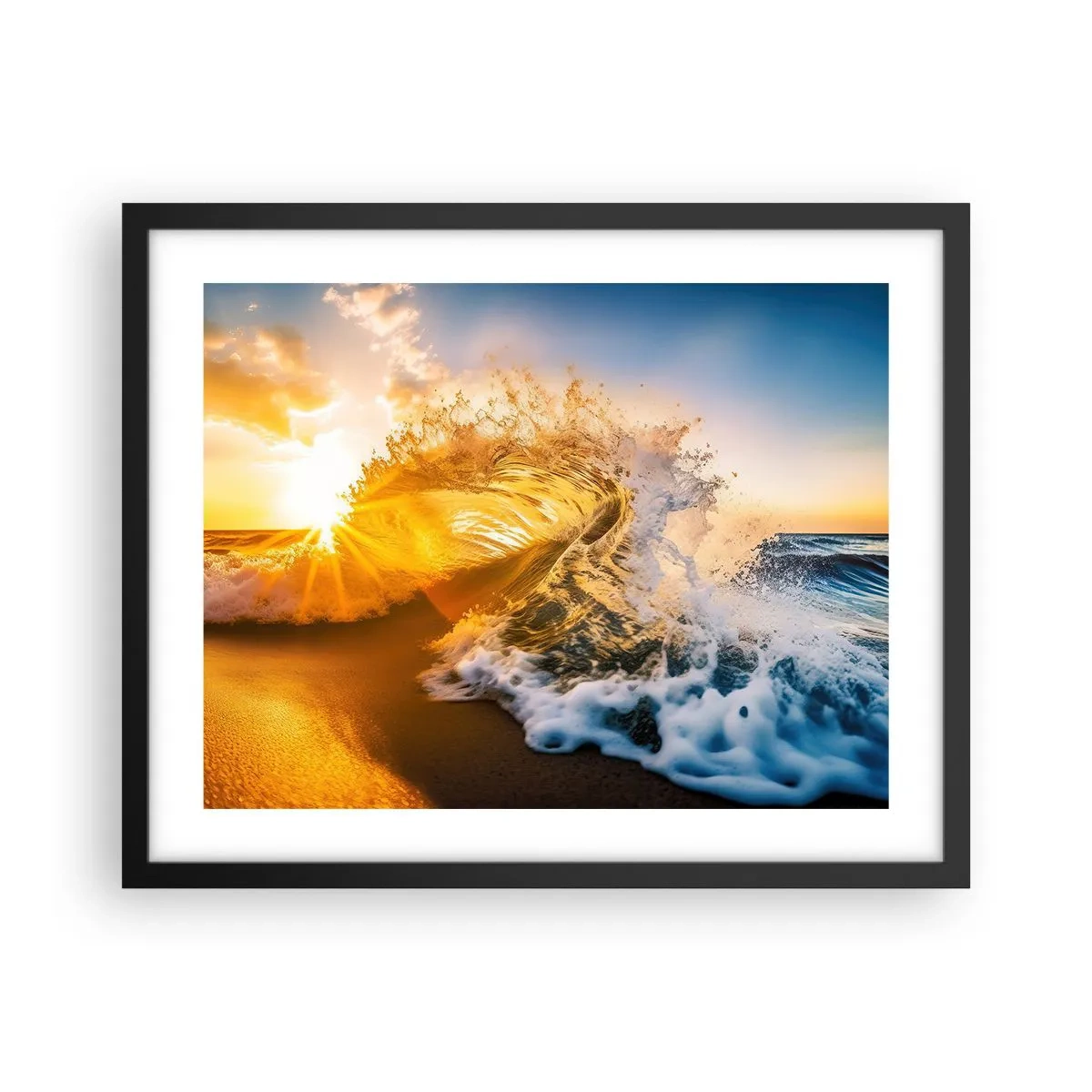 Póster en marco negro - Jugando en la arena - 50x40 cm