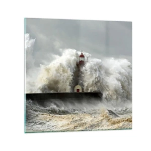 Cuadro sobre vidrio - Impresiones sobre Vidrio - La furia del océano - 50x50 cm
