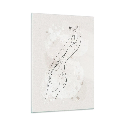 Cuadro sobre vidrio - Impresiones sobre Vidrio - Silueta contorneada de una mujer en tonos beige. - 50x70cm - Una mirada no dice nada y al mismo tiempo lo dice todo - Decoración de pared moderna para salón y dormitorio ARTTOR