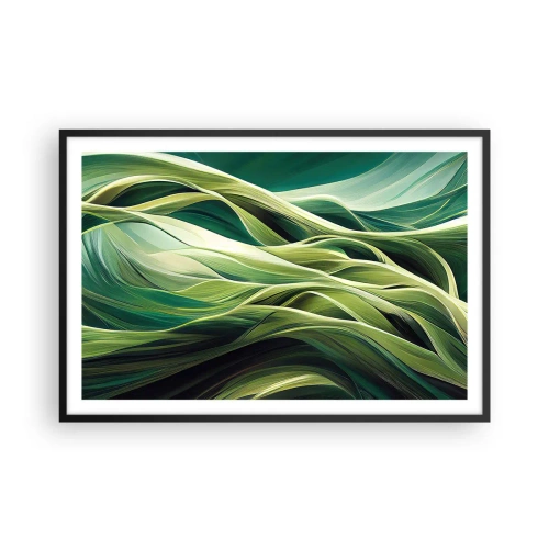 Póster en marco negro - Un juego abstracto de color verde - 91x61 cm