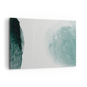 Cuadro sobre lienzo - Impresión de Imagen - Una delicada composición abstracta en tonos verdes con formas sutiles sobre un fondo claro. - 100x70cm - Un encuentro con la niebla - Decoración de pared moderna para salón y dormitorio ARTTOR