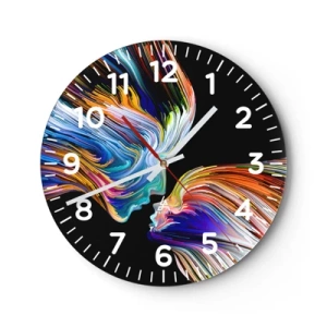 Reloj de pared - Reloj de vidrio - Una fusión de energía y luz - 40x40 cm