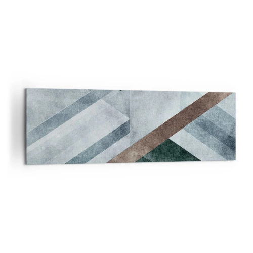 Cuadro sobre lienzo - Impresión de Imagen - Formas geométricas en tonos fríos de azul y marrón. - 160x50cm - Sofisticada elegancia de la geometría - Decoración de pared moderna para salón y dormitorio ARTTOR
