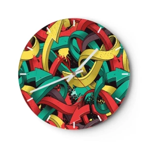 Reloj de pared - Reloj de vidrio - Flechas coloridas en un estilo dinámico de cómic. - 30x30cm - ¿Qué camino tomar? - Decoración de pared moderna para salón, cocina y dormitorio ARTTOR