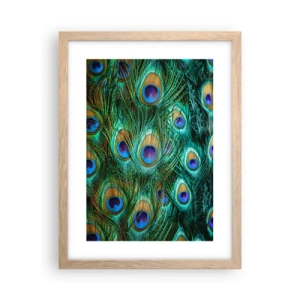 Póster en marco roble claro - Mirada de pavo real - 30x40 cm