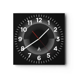 Reloj de pared - Reloj de vidrio - Sol negro - 40x40 cm