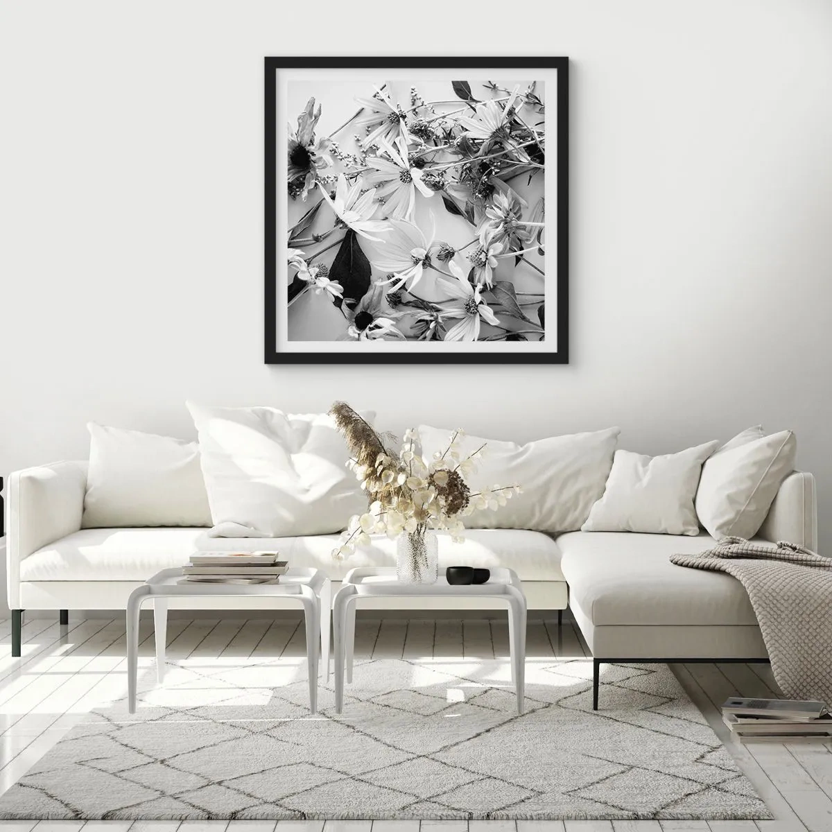 Póster en marco negro - Un no ramo de flores - 60x60 cm