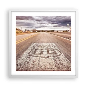 Póster en marco blanco - Mother Road: una leyenda americana - 50x50 cm