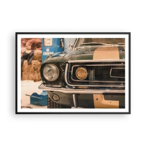 Póster en marco negro - Un coche retro icónico en un entorno clásico. - 100x70cm - Encuentro con una leyenda - Decoración de pared moderna para salón y dormitorio ARTTOR