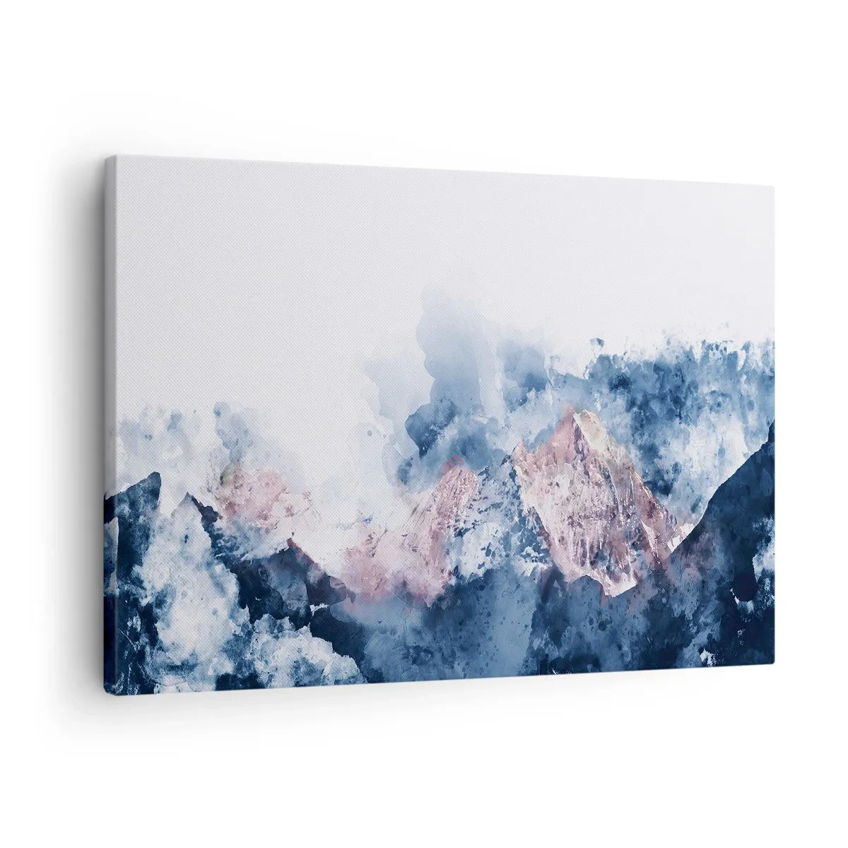 Cuadro sobre lienzo - Impresión de Imagen - Montañas de acuarela en tonos pastel sobre un fondo blanco. - 70x50cm - El techo del mundo - Decoración de pared moderna para salón y dormitorio ARTTOR