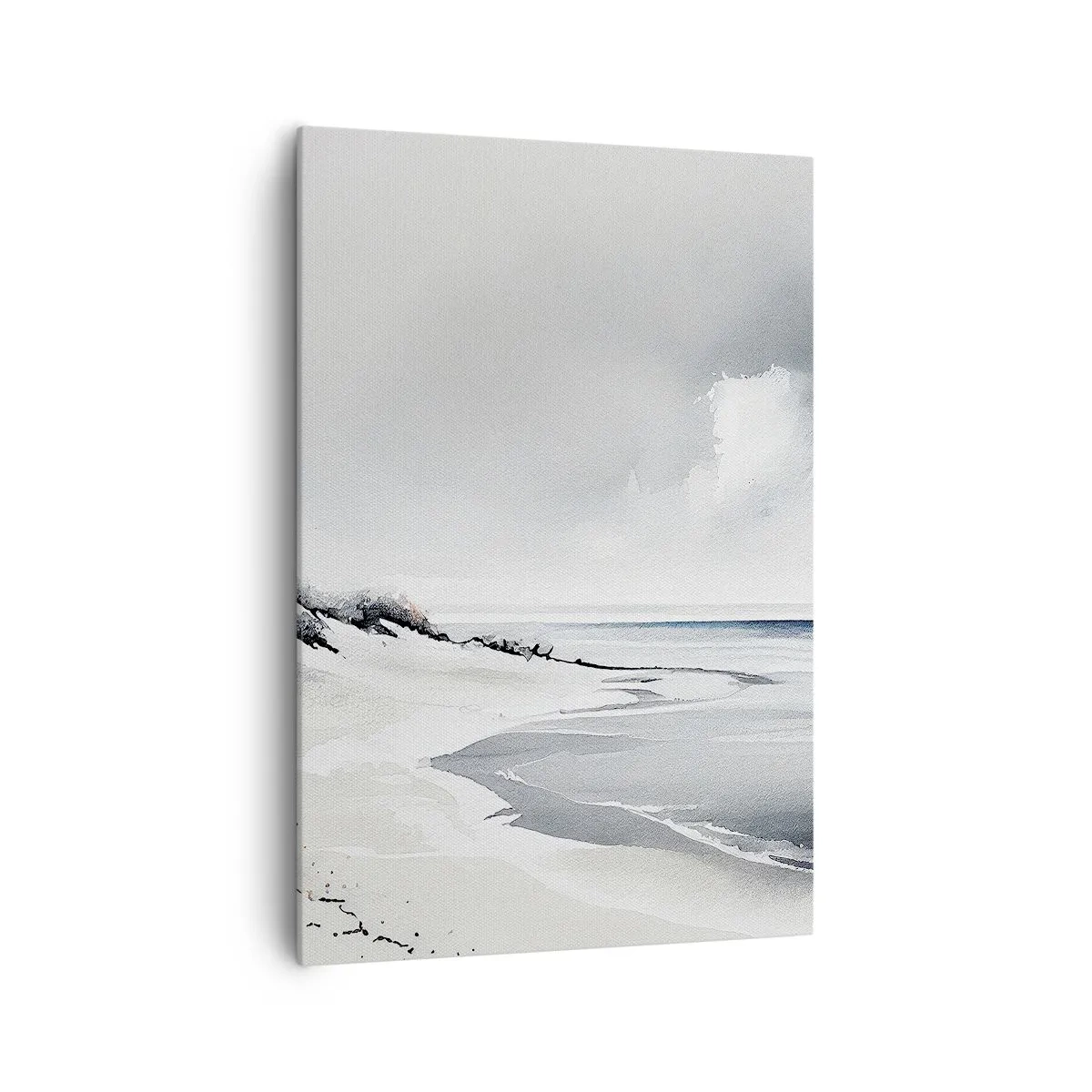 Cuadro sobre lienzo - Impresión de Imagen - Una playa en tonos tenues de gris y azul. - 70x100cm - Juntos desde el principio de los tiempos - Decoración de pared moderna para salón y dormitorio ARTTOR