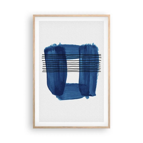 Póster en marco roble claro - Composición azul y negra - 61x91 cm