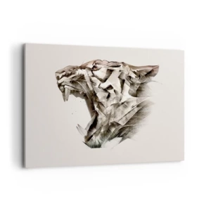 Cuadro sobre lienzo - Impresión de Imagen - Imagen abstracta de un tigre en tonos beige. - 100x70cm - Ya sabes quién manda - Decoración de pared moderna para salón y dormitorio ARTTOR
